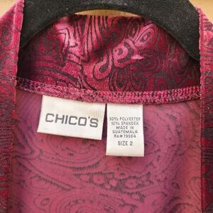 Chicos 2 Velvet Burnout Open Longline Cardigan Burgandy Art Lagenlook Whimsigoth